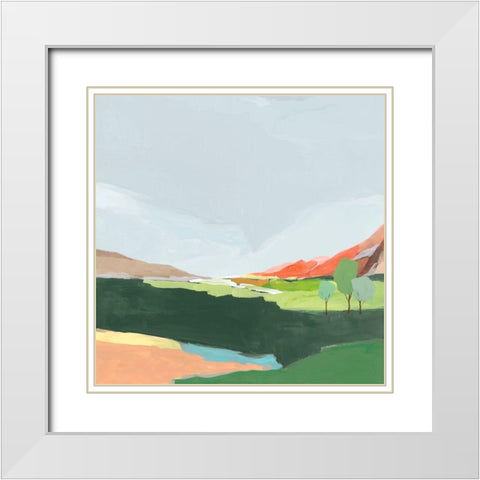Green Hills I  White Modern Wood Framed Art Print with Double Matting by Ian C