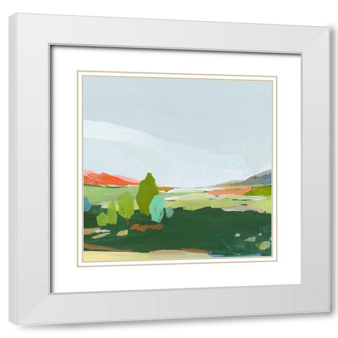 Green Hills II White Modern Wood Framed Art Print with Double Matting by Ian C
