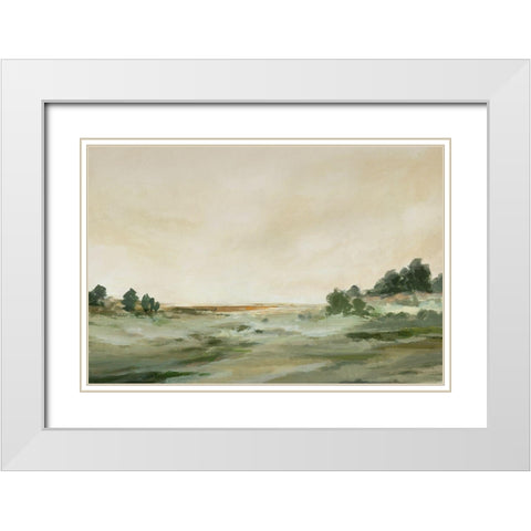 Green Landscape  White Modern Wood Framed Art Print with Double Matting by Ian C