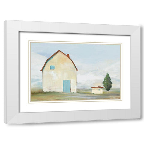 Yellow Barn I  White Modern Wood Framed Art Print with Double Matting by Ian C