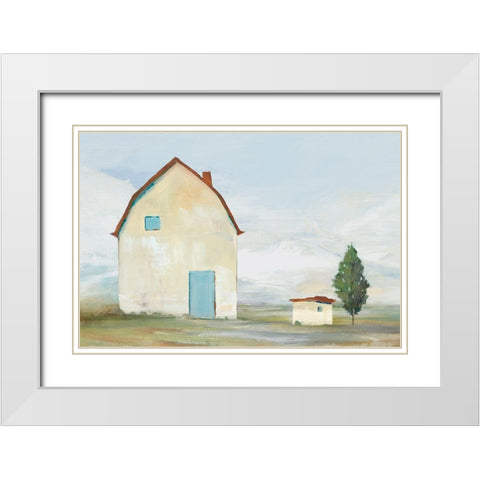 Yellow Barn I  White Modern Wood Framed Art Print with Double Matting by Ian C
