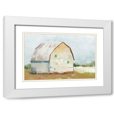 Yellow Barn II  White Modern Wood Framed Art Print with Double Matting by Ian C