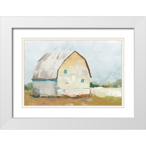 Yellow Barn II  White Modern Wood Framed Art Print with Double Matting by Ian C