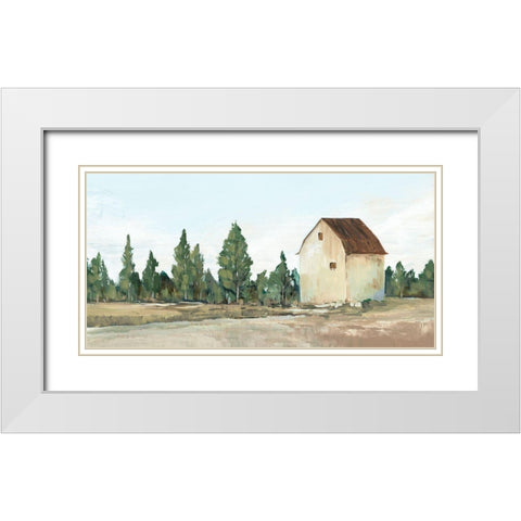 Yellow Barn III White Modern Wood Framed Art Print with Double Matting by Ian C
