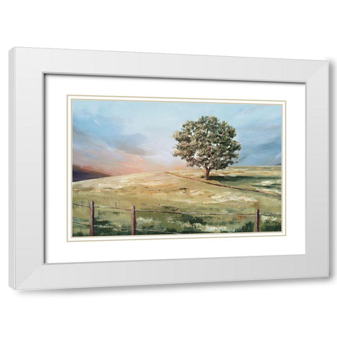 Sunset Tree  White Modern Wood Framed Art Print with Double Matting by Ian C
