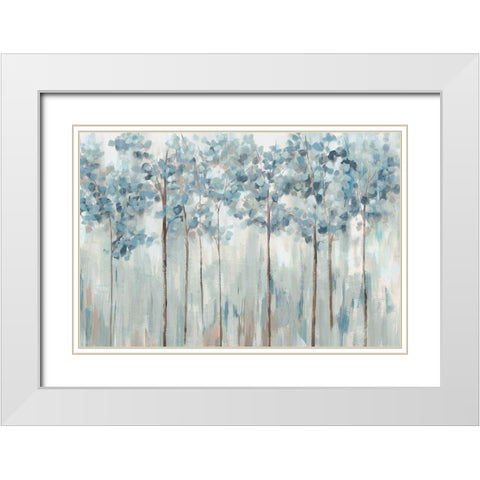 Blue Forest  White Modern Wood Framed Art Print with Double Matting by Ian C