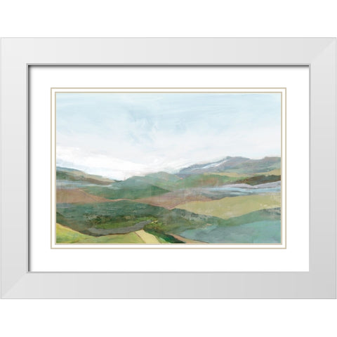 Colourful Plains II White Modern Wood Framed Art Print with Double Matting by Ian C