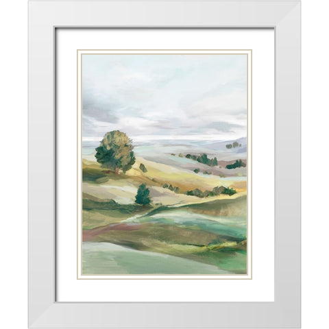 Green Pastures I White Modern Wood Framed Art Print with Double Matting by Ian C