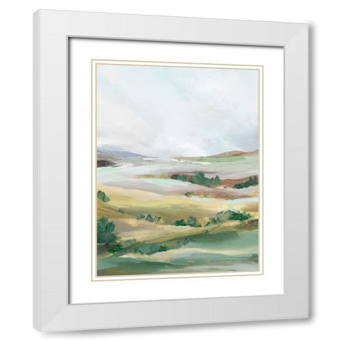 Green Pastures II White Modern Wood Framed Art Print with Double Matting by Ian C