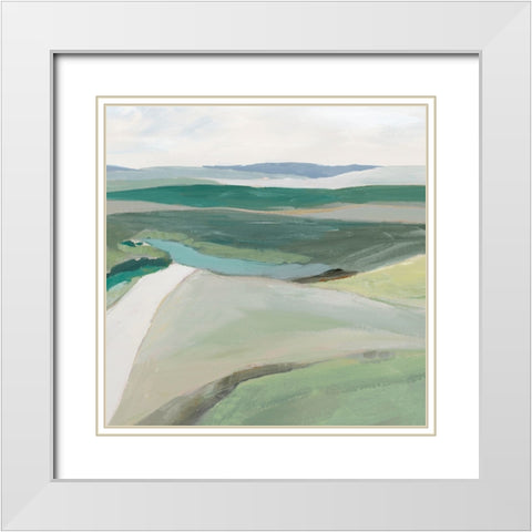 Fields of Green II White Modern Wood Framed Art Print with Double Matting by Ian C