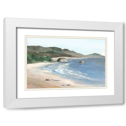 Ocean Breeze Walk White Modern Wood Framed Art Print with Double Matting by Ian C