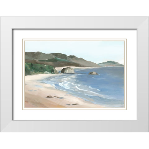 Ocean Breeze Walk White Modern Wood Framed Art Print with Double Matting by Ian C