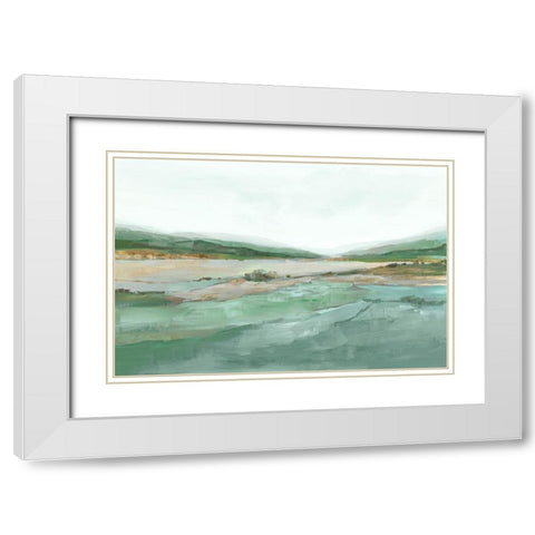 Lakeside Serenity White Modern Wood Framed Art Print with Double Matting by Ian C