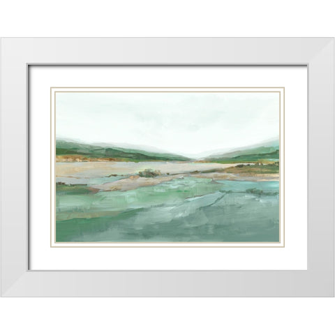 Lakeside Serenity White Modern Wood Framed Art Print with Double Matting by Ian C