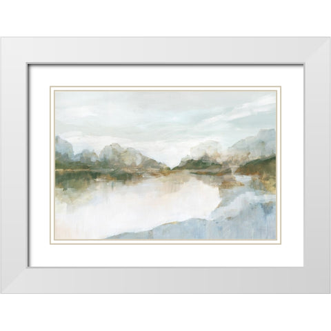 Lakefront Haven White Modern Wood Framed Art Print with Double Matting by Ian C