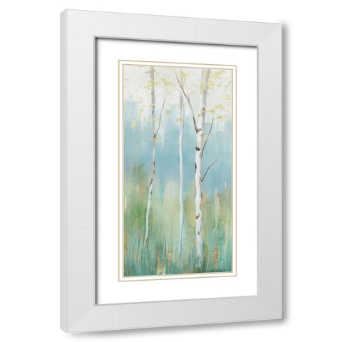 Birch Harmonies I White Modern Wood Framed Art Print with Double Matting by Ian C