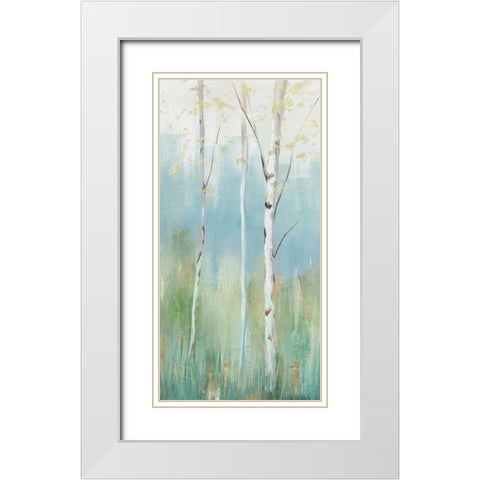 Birch Harmonies I White Modern Wood Framed Art Print with Double Matting by Ian C