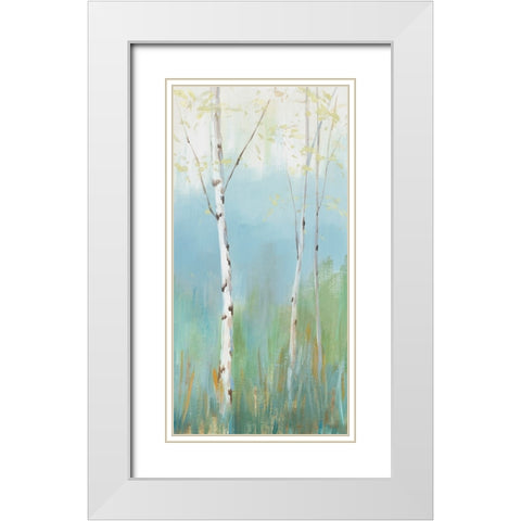 Birch Harmonies II White Modern Wood Framed Art Print with Double Matting by Ian C