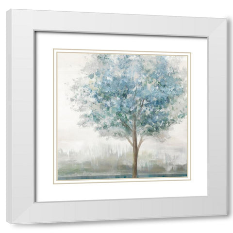 Teal Secret Garden White Modern Wood Framed Art Print with Double Matting by Ian C