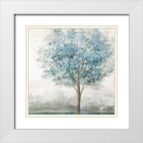 Teal Secret Garden White Modern Wood Framed Art Print with Double Matting by Ian C
