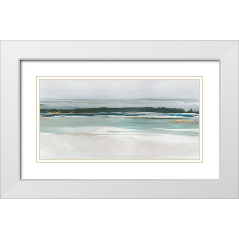 Serenity by the Lake White Modern Wood Framed Art Print with Double Matting by Ian C