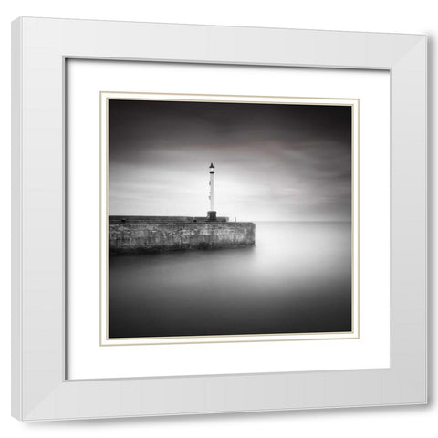 Bridlington Harbor White Modern Wood Framed Art Print with Double Matting by Barber, Ian
