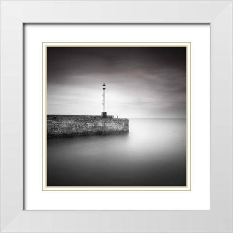 Bridlington Harbor White Modern Wood Framed Art Print with Double Matting by Barber, Ian