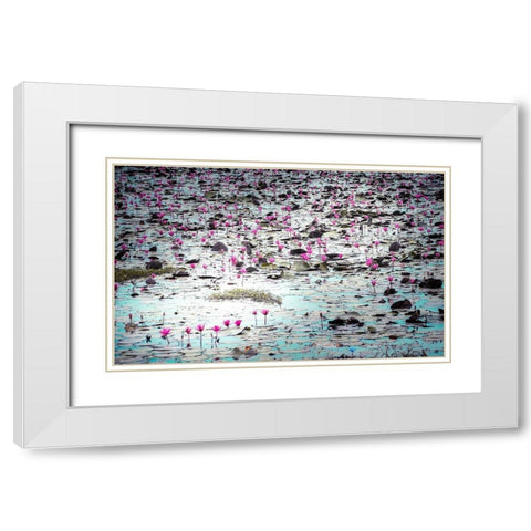 Flowers in the Creek White Modern Wood Framed Art Print with Double Matting by Valner, Jessica