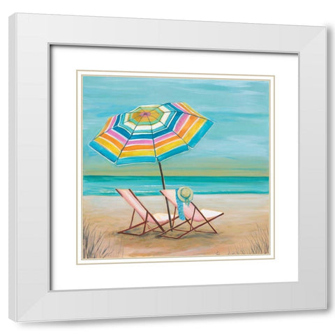 Two By The Sea II White Modern Wood Framed Art Print with Double Matting by Joy, Julie