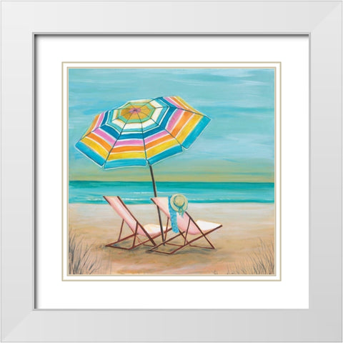 Two By The Sea II White Modern Wood Framed Art Print with Double Matting by Joy, Julie