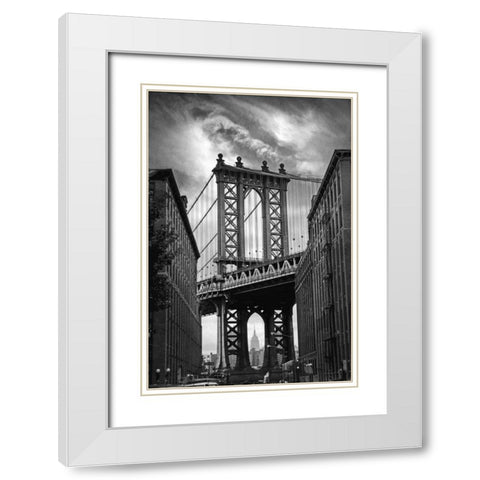Manhattan Bridge  White Modern Wood Framed Art Print with Double Matting by Jenney, Jessica
