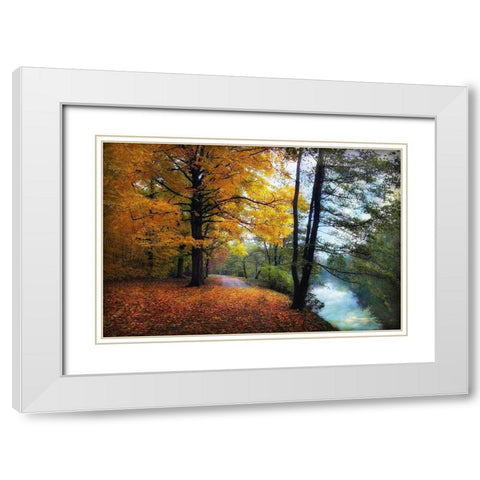 Autumn River View White Modern Wood Framed Art Print with Double Matting by Jenney, Jessica
