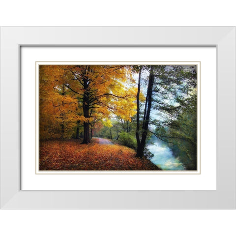 Autumn River View White Modern Wood Framed Art Print with Double Matting by Jenney, Jessica