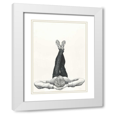 Resting White Modern Wood Framed Art Print with Double Matting by JOEL