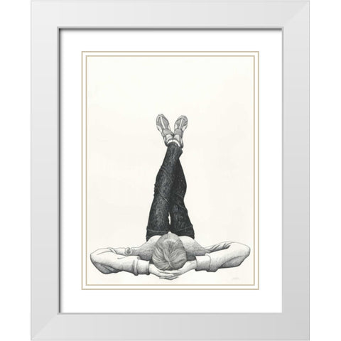 Resting White Modern Wood Framed Art Print with Double Matting by JOEL