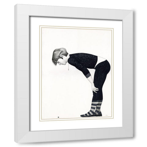 Caterpillar White Modern Wood Framed Art Print with Double Matting by Joel, Jack