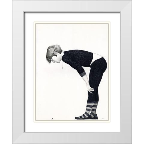 Caterpillar White Modern Wood Framed Art Print with Double Matting by Joel, Jack