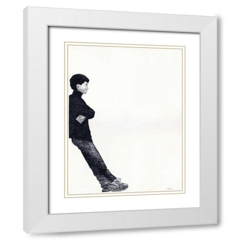 Waiting White Modern Wood Framed Art Print with Double Matting by JOEL