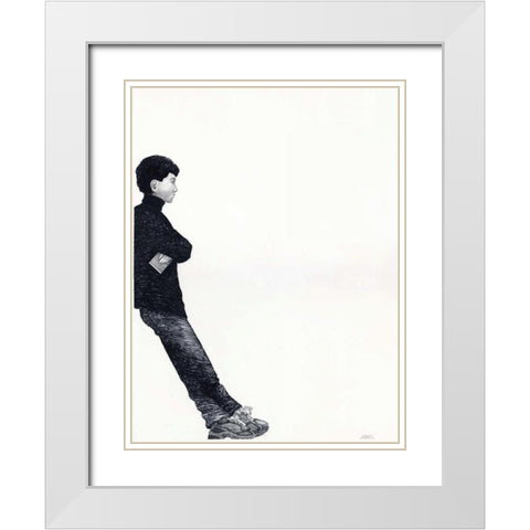 Waiting White Modern Wood Framed Art Print with Double Matting by JOEL
