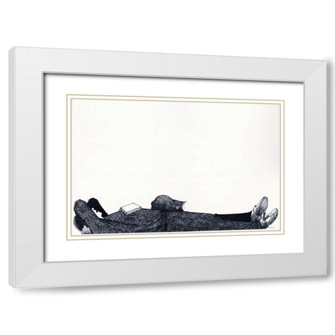 Nap White Modern Wood Framed Art Print with Double Matting by JOEL