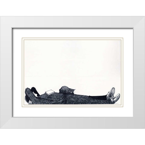 Nap White Modern Wood Framed Art Print with Double Matting by JOEL