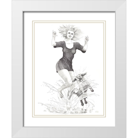 Splash White Modern Wood Framed Art Print with Double Matting by Joel, Jack