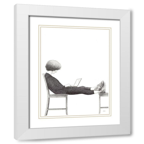 Laptop White Modern Wood Framed Art Print with Double Matting by Joal, Jack