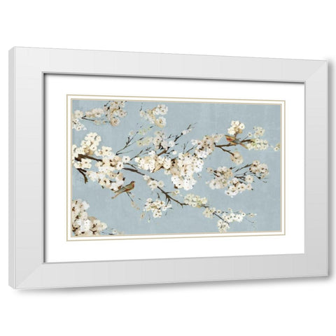 Kimono with Birds I White Modern Wood Framed Art Print with Double Matting by Jensen, Asia