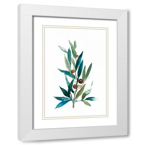 Olive Branch I White Modern Wood Framed Art Print with Double Matting by Jensen, Asia