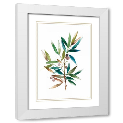 Olive Branch II White Modern Wood Framed Art Print with Double Matting by Jensen, Asia