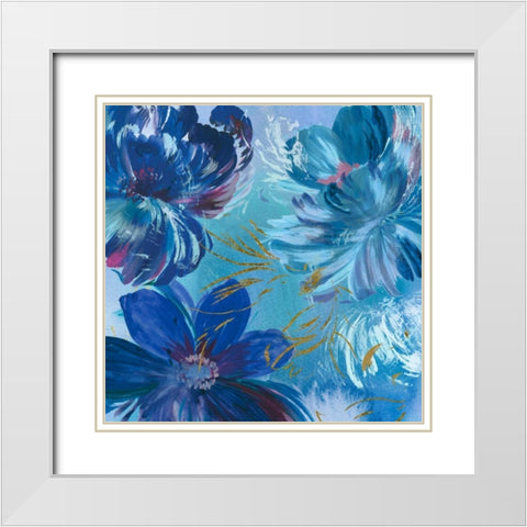 Midnight Floral I White Modern Wood Framed Art Print with Double Matting by Jensen, Asia