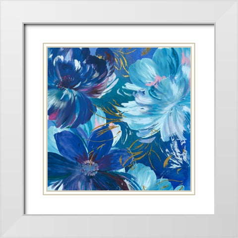 Midnight Floral II White Modern Wood Framed Art Print with Double Matting by Jensen, Asia
