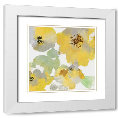 Sunny Floral I White Modern Wood Framed Art Print with Double Matting by Jensen, Asia