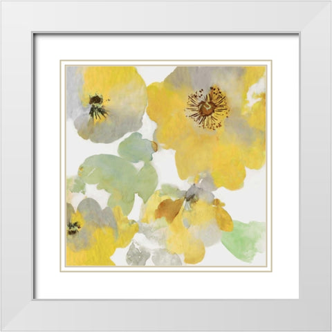 Sunny Floral I White Modern Wood Framed Art Print with Double Matting by Jensen, Asia
